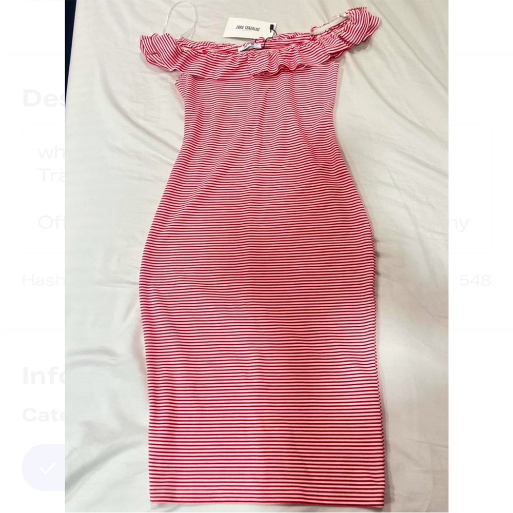 Zara Strapless Red and White Striped Dress